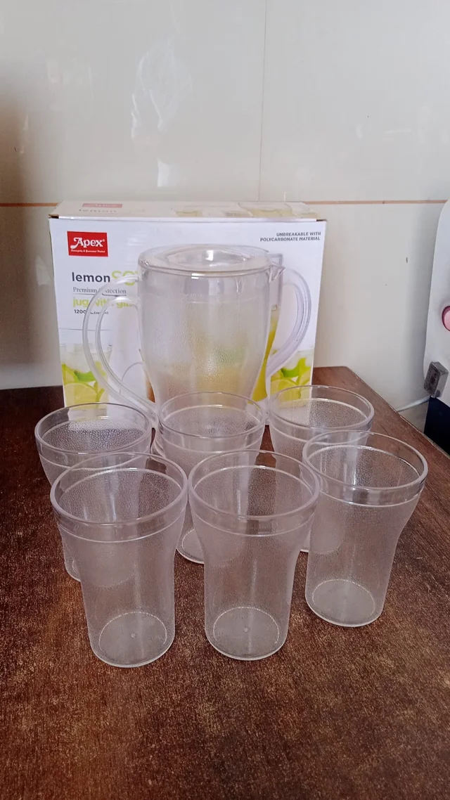 Lemon Jug Set – 1200ML Unbreakable Jug with 6 Glasses