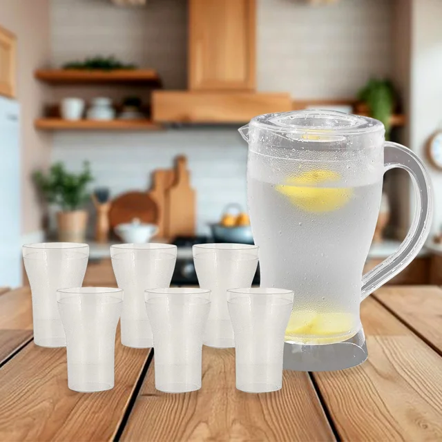 Lemon Jug Set – 1200ML Unbreakable Jug with 6 Glasses