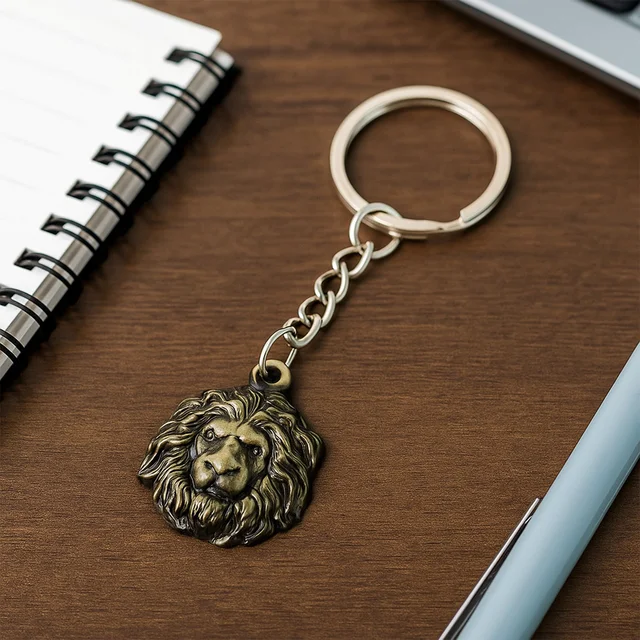 Lion Head Metal Keychain – Durable and Stylish Design