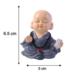Little Monk Buddha Statue Set for Car Dashboard, Office Desk and Home Decor (4 Pc)