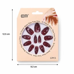 Long Coffin Press-On Nails – Premium 3D Embellished Design