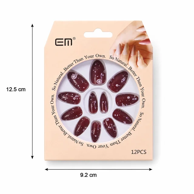 Long Coffin Press-On Nails – Premium 3D Embellished Design