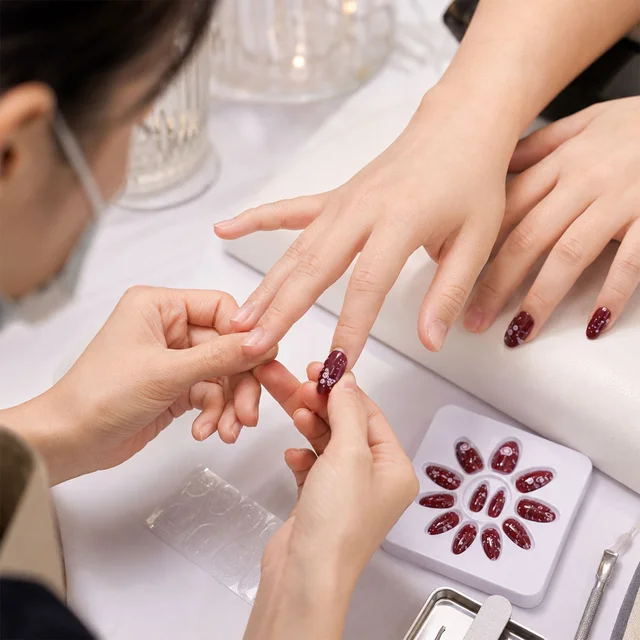Long Coffin Press-On Nails – Premium 3D Embellished Design