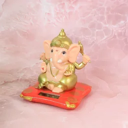 Lord Ganesh Idol with Solar-Powered Base – Medium Decorative Statue