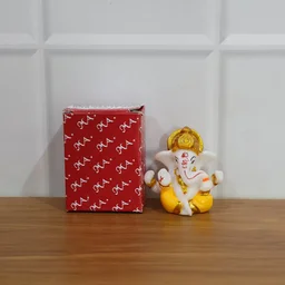 Lord Ganesha Decorative Idol – Mini Murti with Golden Crown