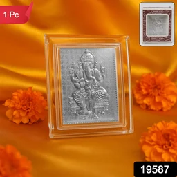 Lord Ganesha Silver-Plated Photo Frame – Elegant Spiritual Decor
