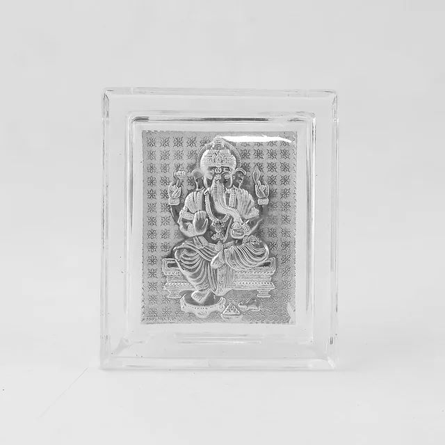 Lord Ganesha Silver-Plated Photo Frame – Elegant Spiritual Decor