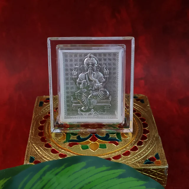 Lord Ganesha Silver-Plated Photo Frame – Elegant Spiritual Decor