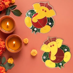Lord Ganesha Wall Hanging Stickers – Set of 2 Vibrant Decor