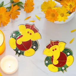 Lord Ganesha Wall Hanging Stickers – Set of 2 Vibrant Decor