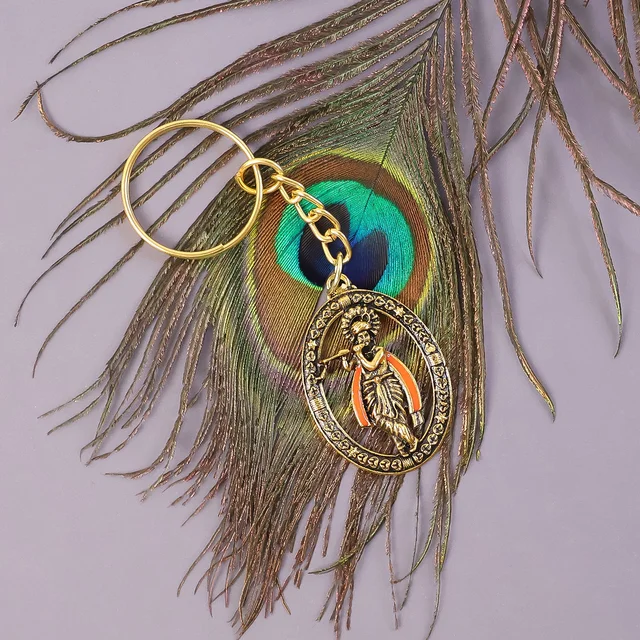 Lord Krishna Metal Keychain – Traditional Spiritual Accessory