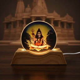 Lord Shiva LED Night Lamp – 3D Creative Wooden Base Light