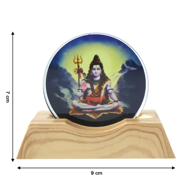 Lord Shiva LED Night Lamp – 3D Creative Wooden Base Light