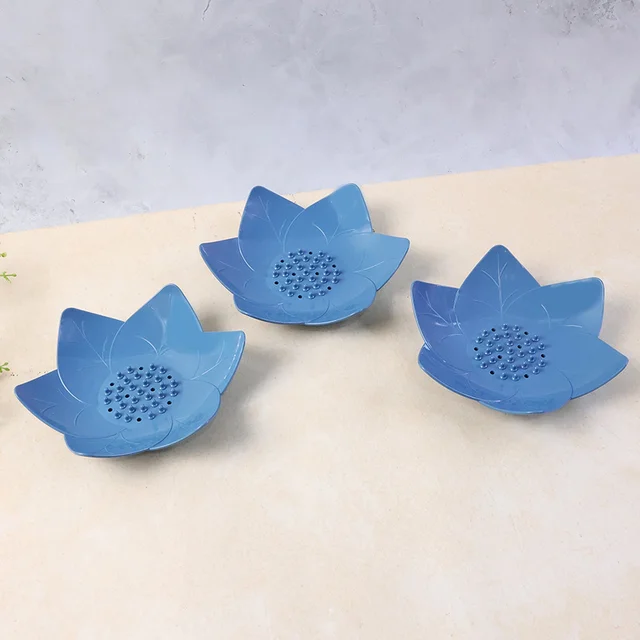 Lotus Blossom Soap Holder Set – 3-Piece Fast Drain Soap Dish