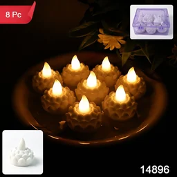 Lotus Shaped LED Flameless Tealight Candles – Safe Decor Set of 8
