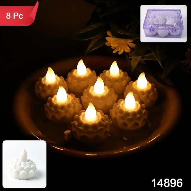 Lotus Shaped LED Flameless Tealight Candles – Safe Decor Set of 8