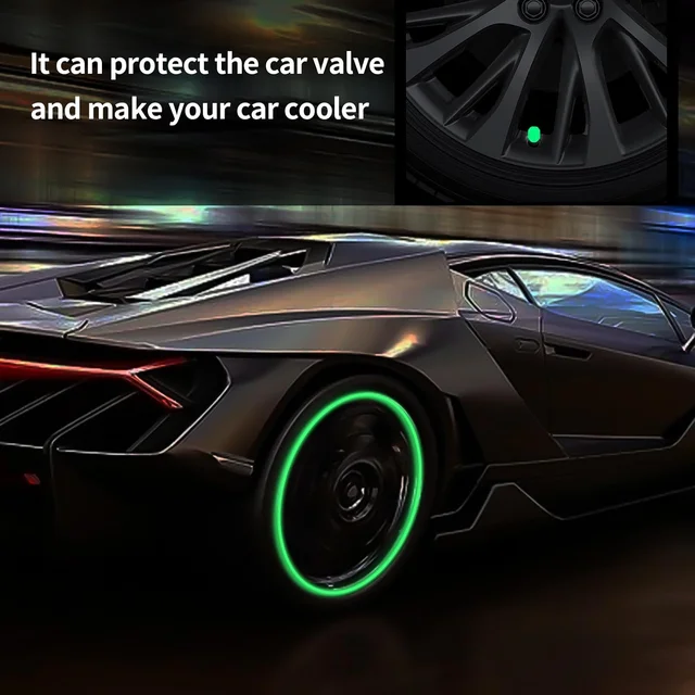 Luminous Tyre Valve Caps – Glow for Night Safety (4 Pcs Set)