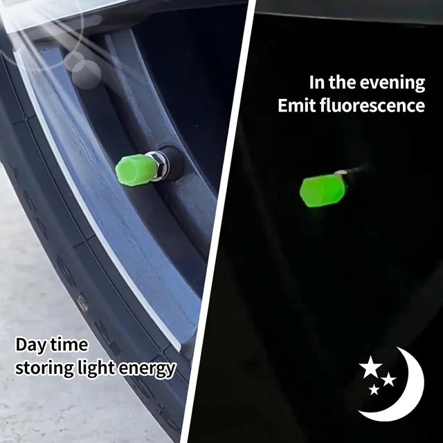 Luminous Tyre Valve Caps – Glow for Night Safety (4 Pcs Set)
