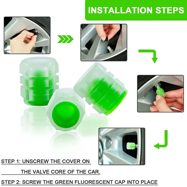 Luminous Tyre Valve Caps – Glow-in-Dark, Universal Fit | RaceVault