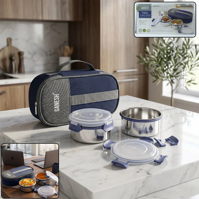 Lunch Box Set – Airtight Stainless Steel Containers with Insulated Bag