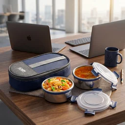 Lunch Box Set – Airtight Stainless Steel Containers with Insulated Bag