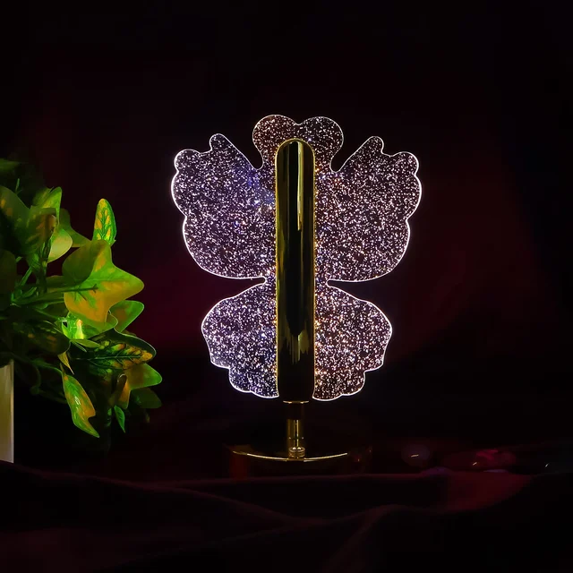 Luxury Crystal Table Lamp – Four-Leaf Clover USB Rechargeable