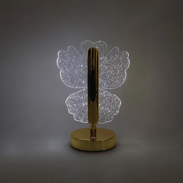 Luxury Crystal Table Lamp – Four-Leaf Clover USB Rechargeable