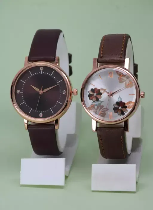 New Ethnic Flower Designer Leather Belt Analog Watches for Women Watches for Girls Mo