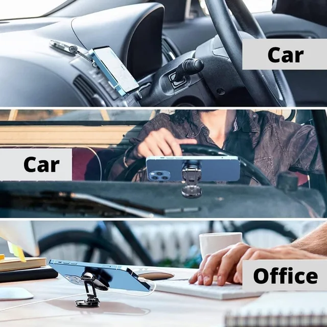 Magnetic Car Phone Holder – 360° Rotating Metal Mount |