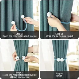 Magnetic Curtain Tiebacks – Elegant No-Drill Pearl Holdbacks (2 Pc)