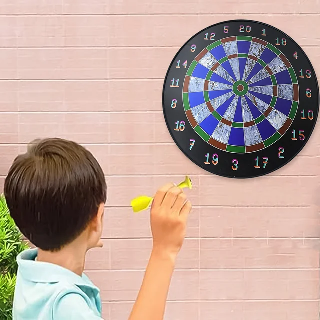 Magnetic Dart Board – Safe Indoor Outdoor Game with 6 Soft-Tip Darts