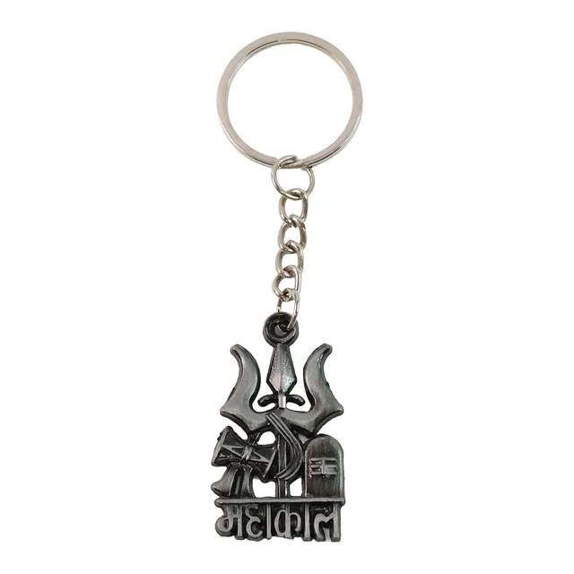 Mahakal Trishul Damru Metal Keychain – Durable Spiritual Accessory