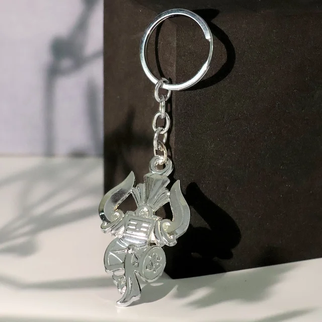 Mahakal Trishul Metal Keychain Set – Durable Devotional 2-Pc