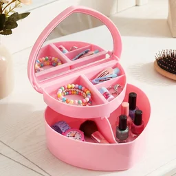 Makeup Storage Box with Mirror, Compact & Multi-Compartment Design