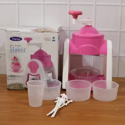 Manual Ice Crusher – Compact Pink Ice Shaver with Hand Crank