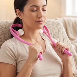 Manual Pink Neck Shoulder Massager with Spiky Ball for Pain Relief (1 Pc)