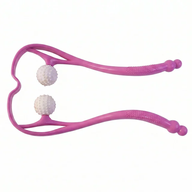 Manual Pink Neck Shoulder Massager with Spiky Ball for Pain Relief (1 Pc)