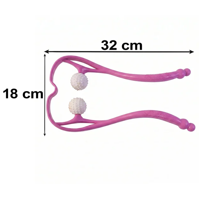 Manual Pink Neck Shoulder Massager with Spiky Ball for Pain Relief (1 Pc)