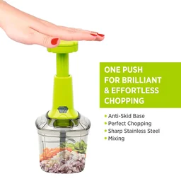 Manual Vegetable Chopper – 1100ML 2-in-1 Push Cutter | CookAura