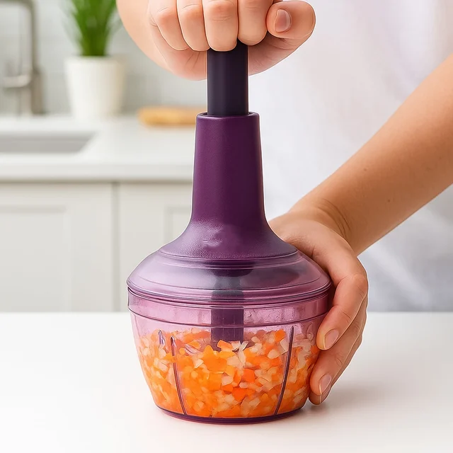 Manual Vegetable Chopper – 650 ml Push-Down Cutter