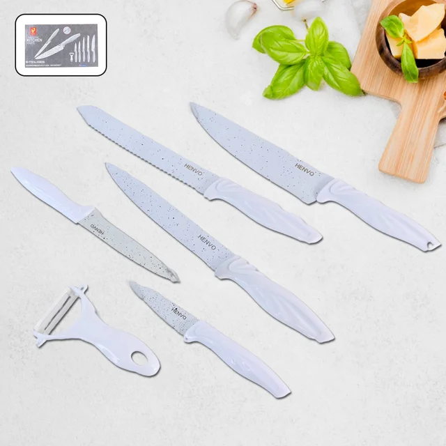 Marble Coated Kitchen Knife Set – 6-Piece Sharp & Stylish