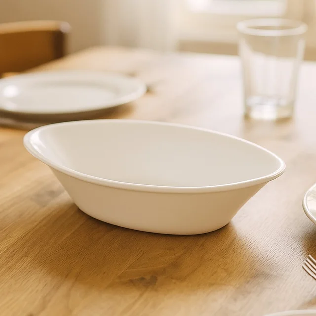 Marin Oval Serving Bowl – Deep, Elegant White Plastic Bowl