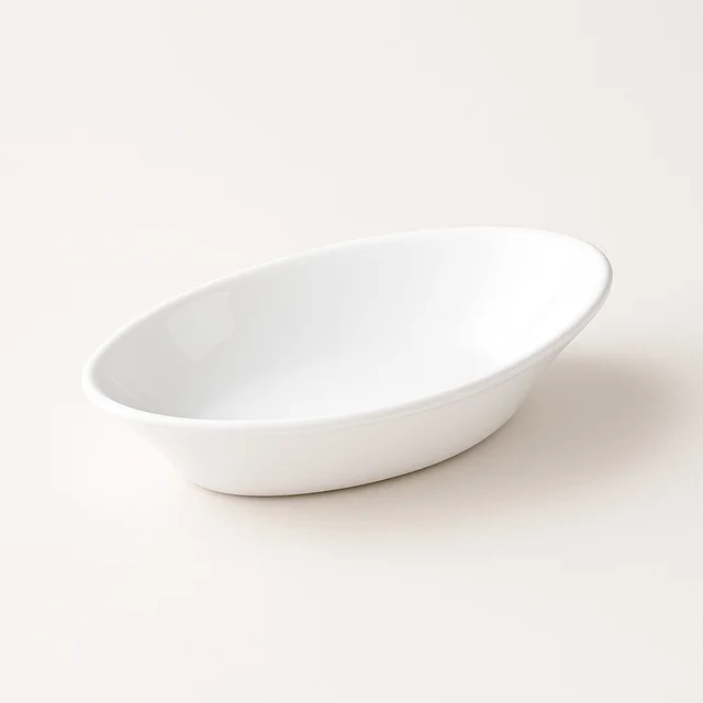 Marin Oval Serving Bowl – Deep, Elegant White Plastic Bowl