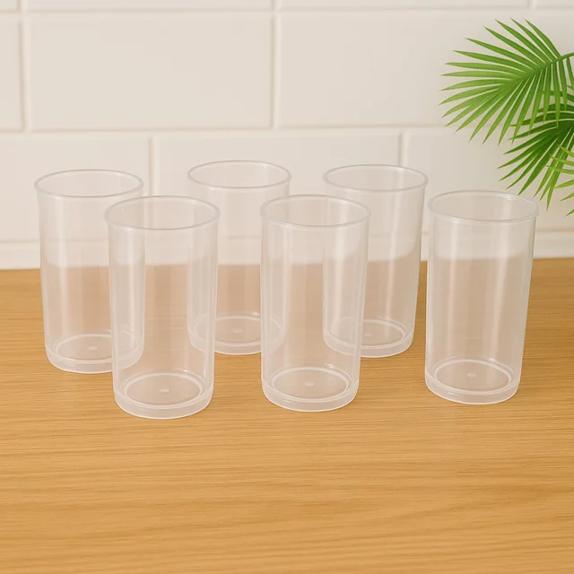 Martini Clear Glass Set – 6 Durable 300ml Plastic Tumblers