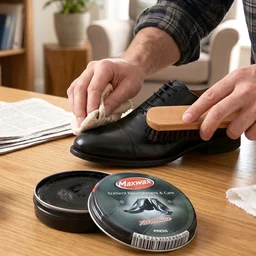 Maxwax black shoe polish cream – Deep nourishment & shine