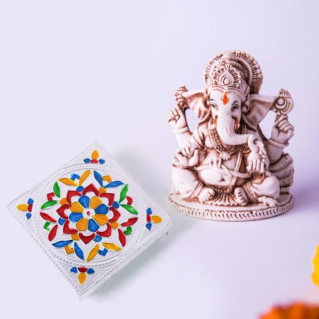 Meenakari Wooden Chowki – Handmade Puja Bajot Set for Home | VoltDesk