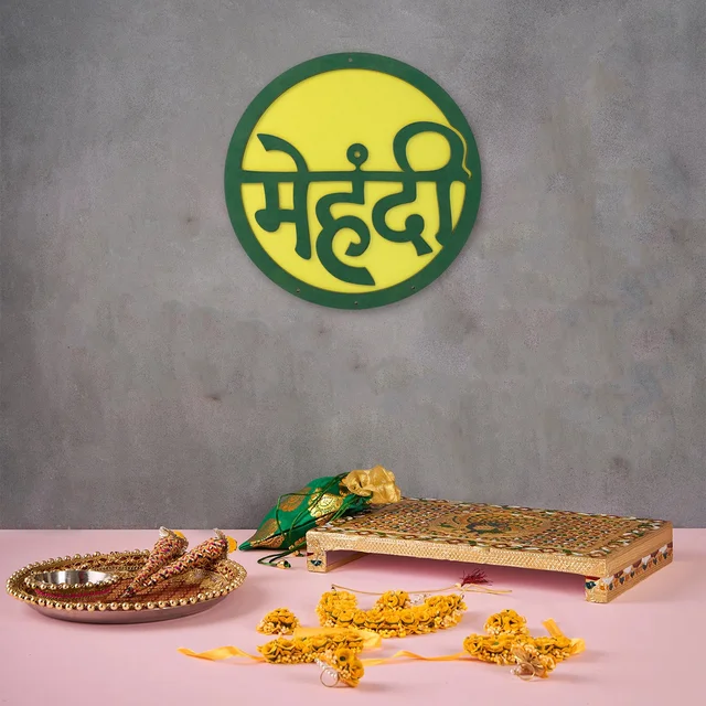 Mehndi Ceremony Wall Hanging – Lightweight Round Decorative Sign