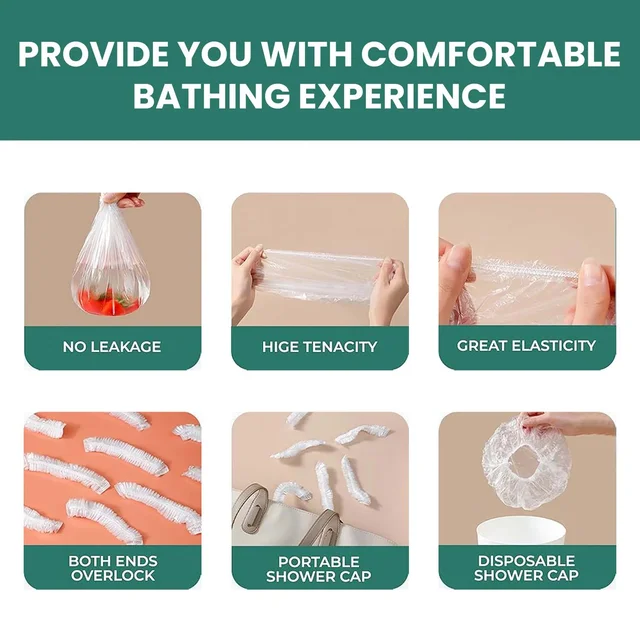 Men's Disposable Shower Caps – Waterproof Hair Protection Pack of 5