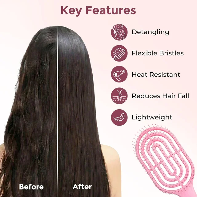 Men's Hair Brush Curved Detangling Massage Comb for Styling & Grooming
