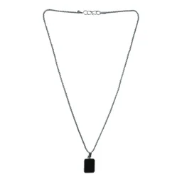 Men's Stainless-Steel Pendant Chain – Sleek Black Rectangle